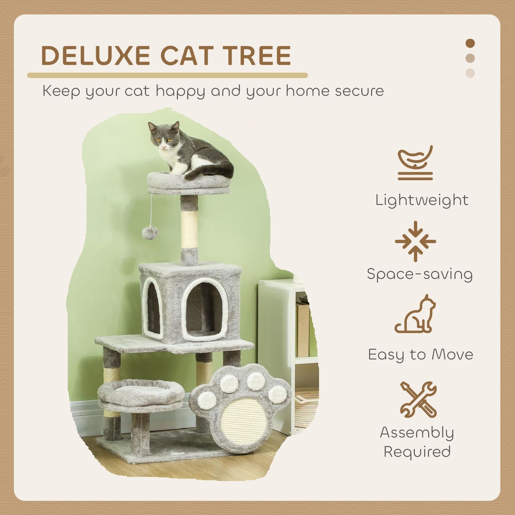 CARLA HOME Large Cat Tree Tower with Condo & Sisal Scratching Posts