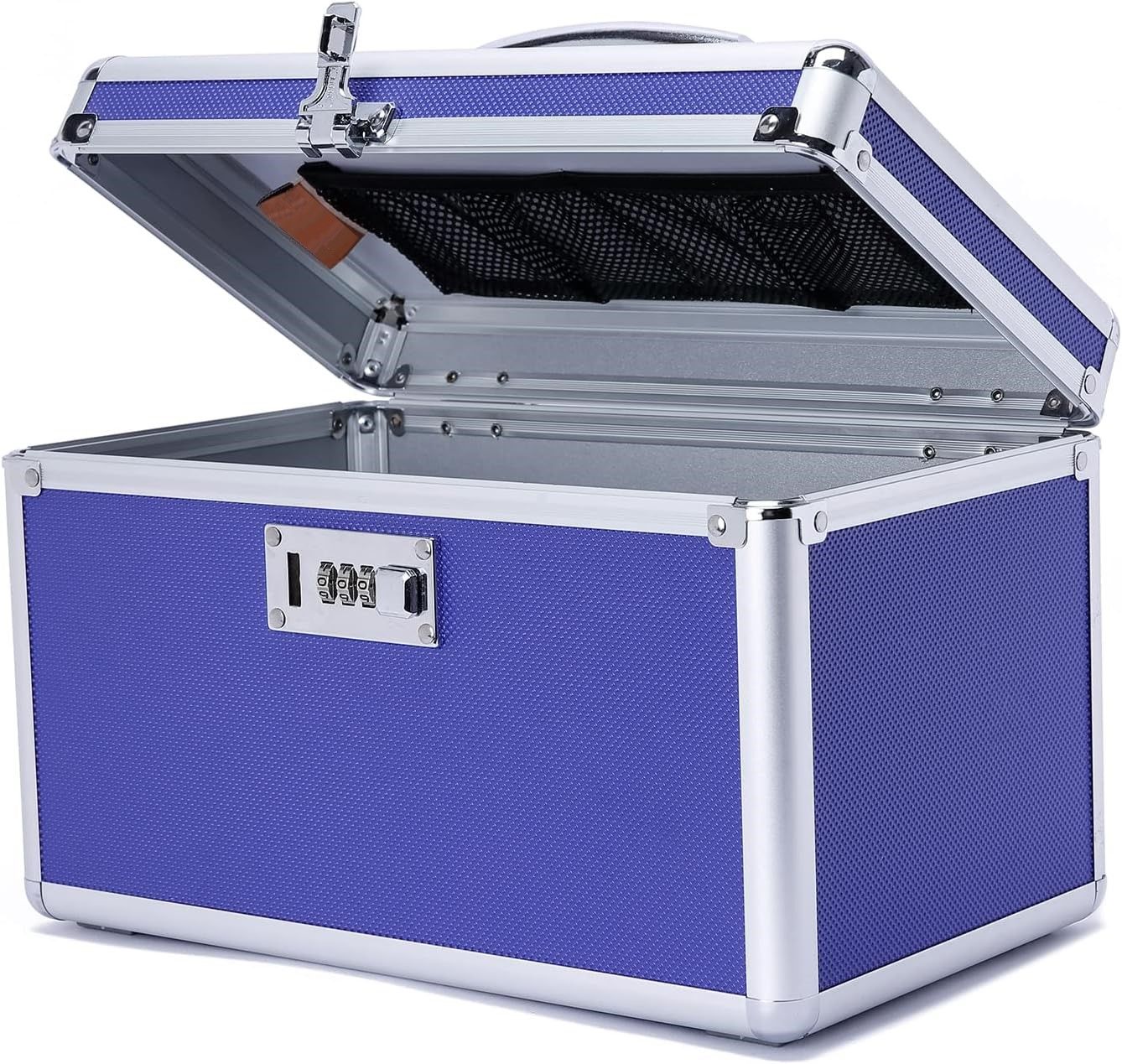 Childproof Locking Combination Medicine Box Blue Medium 31x18x19cm with 4-Compartment Pill Case - SuperSaverAU - view 1