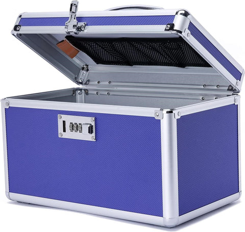 Childproof Locking Combination Medicine Box Blue Medium 31x18x19cm with 4-Compartment Pill Case - SuperSaverAU - view 1