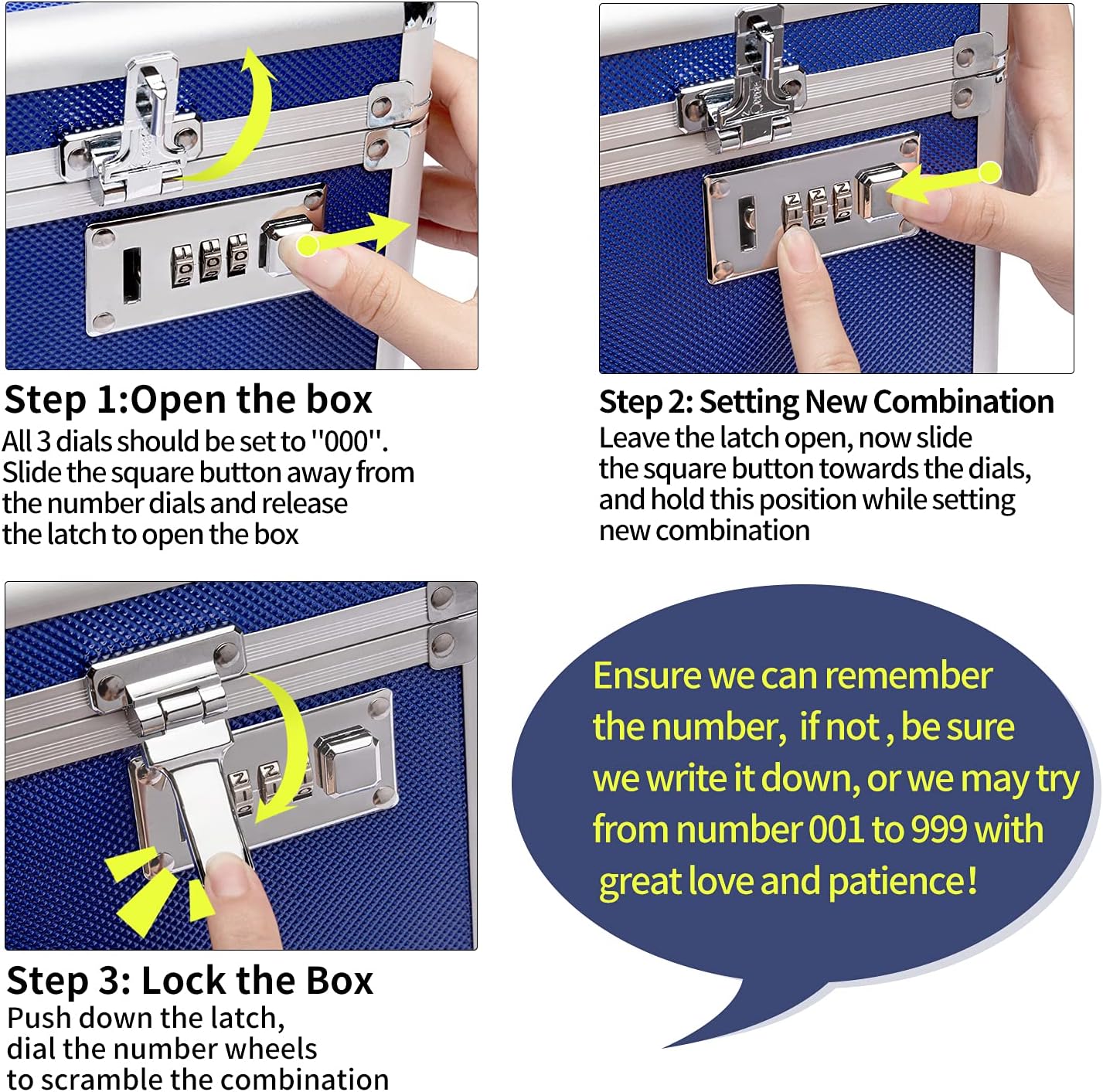 Childproof Locking Combination Medicine Box Blue Medium 31x18x19cm with 4-Compartment Pill Case - SuperSaverAU - view 6