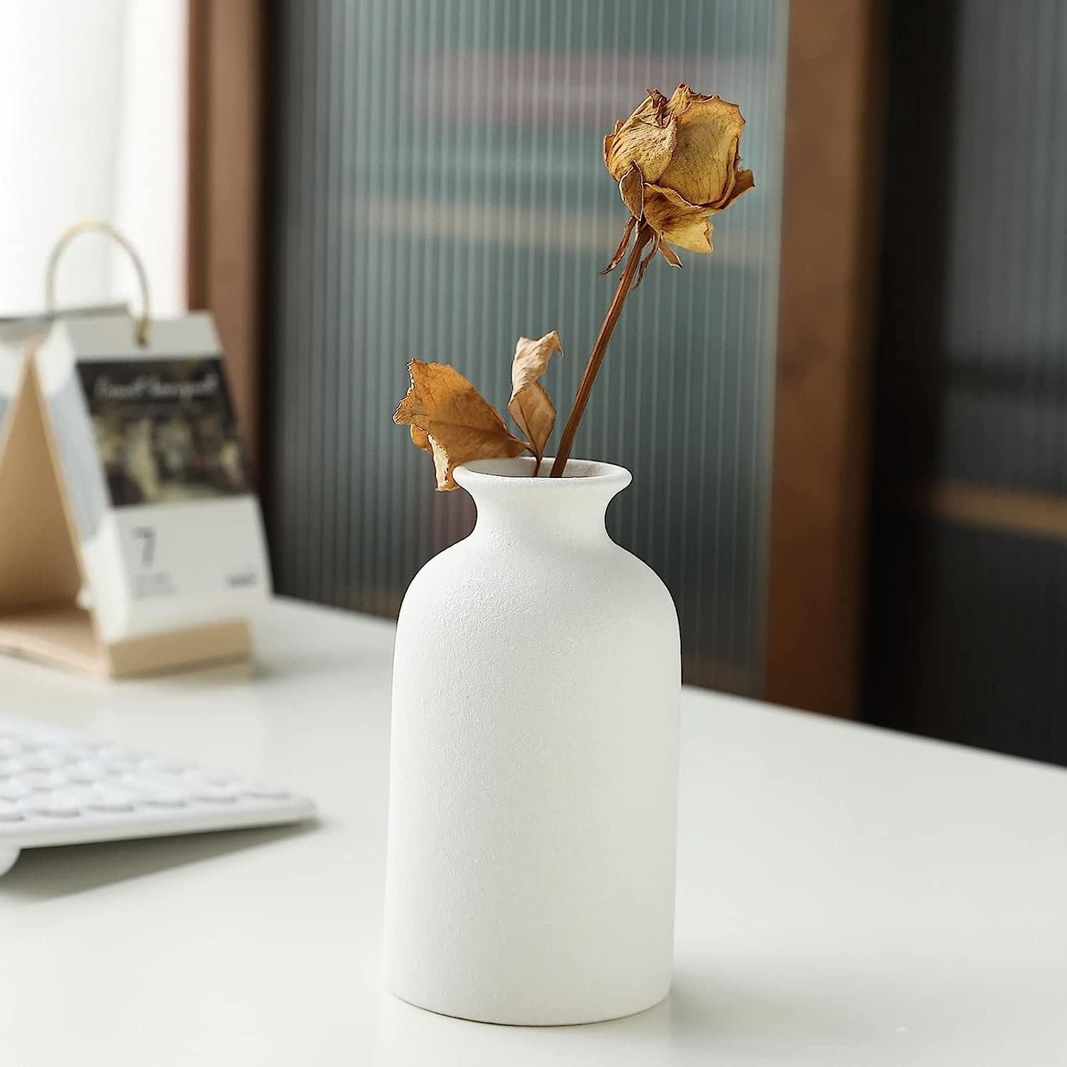 Premium Modern White Ceramic Vase Set - 3 Piece
