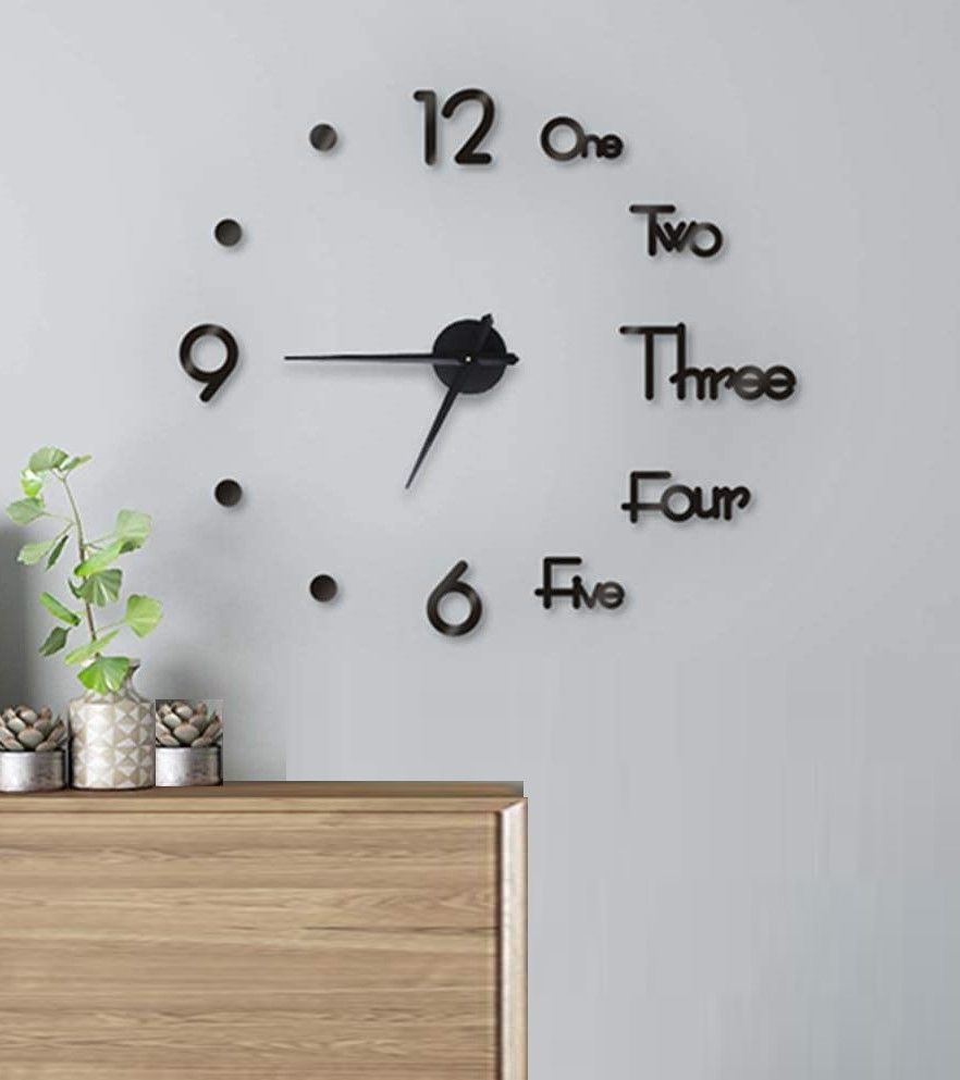 DIY Wall Clock 50x45CM Large 3D Frameless Roman Numerals, Silent, Easy Install - SuperSaverAU - view 3