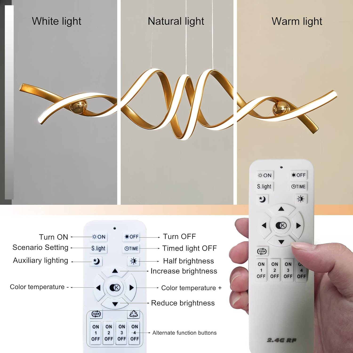 Premium Modern 75W LED Smart Chandelier - Gold