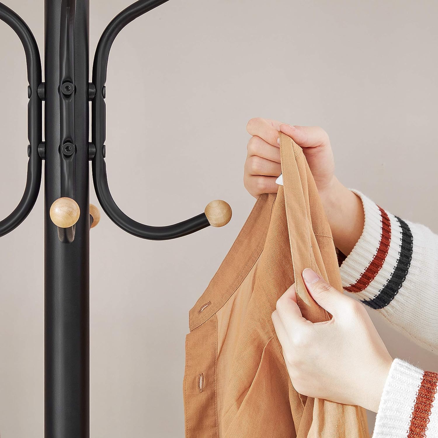 Premium Black Metal Coat Rack Stand Hat Hanger 182cm with 12 Hooks