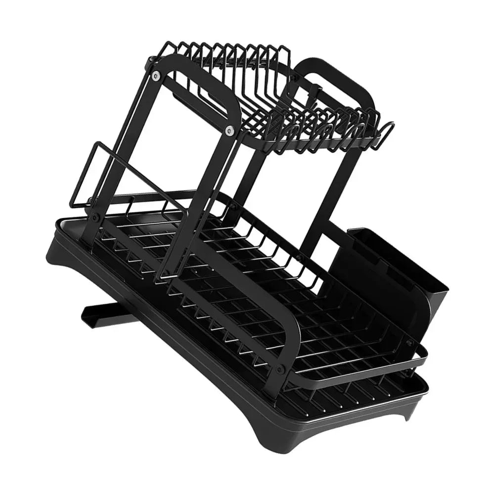 2 Tier Dish Drainer Rack with Drain Basket - Space-Saving, Durable, Easy to Clean - SuperSaverAU - view 5