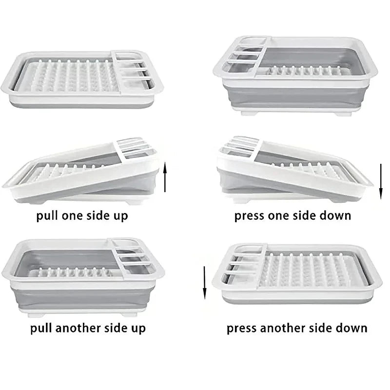 Foldable Kitchen Dish Rack Storage Tray - Space-Saving, Durable Plastic, 0.429 kg - SuperSaverAU - view 2