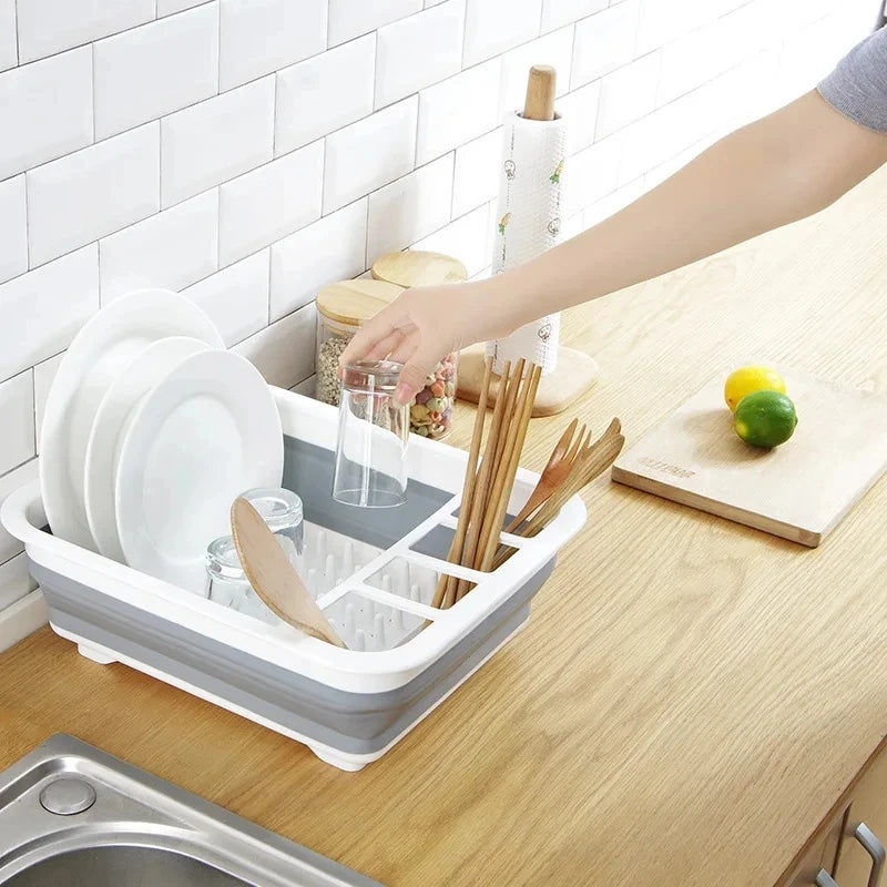 Foldable Kitchen Dish Rack Storage Tray - Space-Saving, Durable Plastic, 0.429 kg - SuperSaverAU - view 5