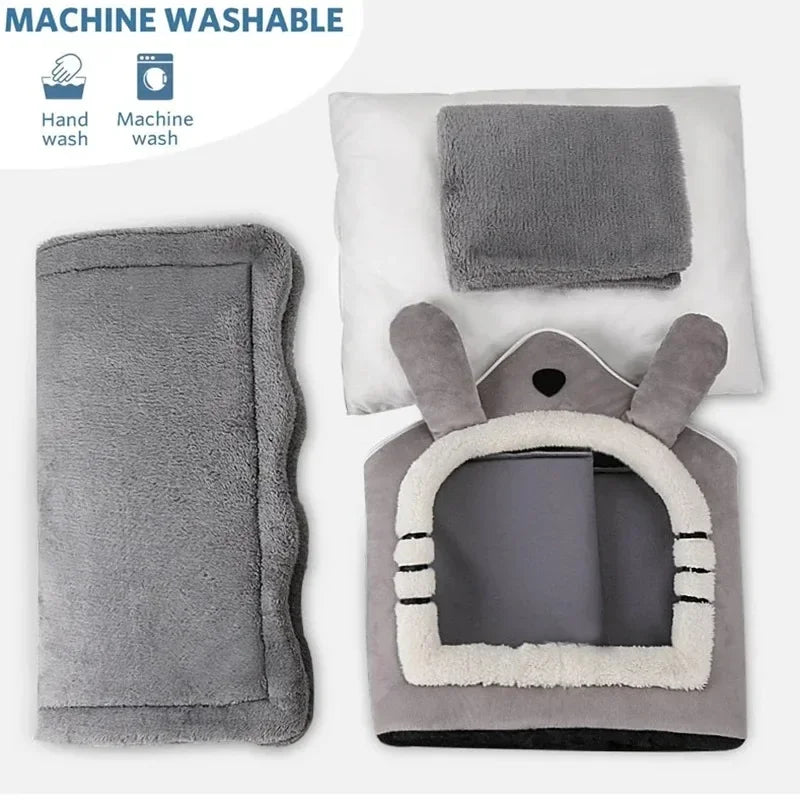 Soft Indoor Dog House & Bed - Washable Grey for Small Dogs, Cozy & Stylish - SuperSaverAU - view 2