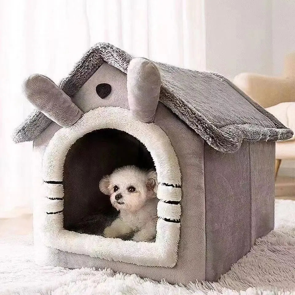 Soft Indoor Dog House & Bed, Washable Grey for Small Breeds, Lightweight & Portable - SuperSaverAU - view 4