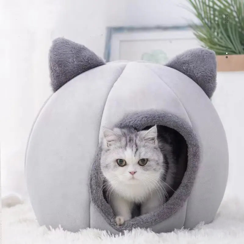 2024 Cat House Bed Soft Washable Grey 36cm for Small Pets, Easy Care - SuperSaverAU - view 2
