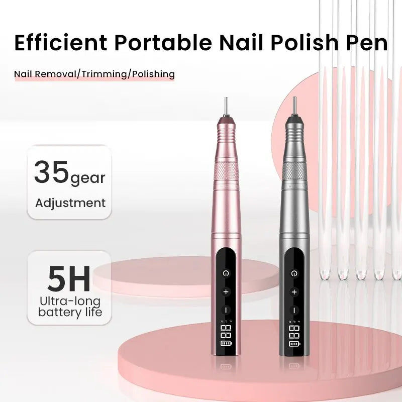 Premium Cordless Nail Drill Kit 35000RPM with LED - Pink