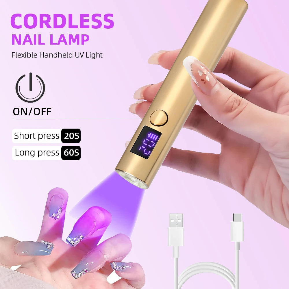Gold Mini UV LED Nail Dryer Lamp - Compact USB Rechargeable - SuperSaverAU - view 3