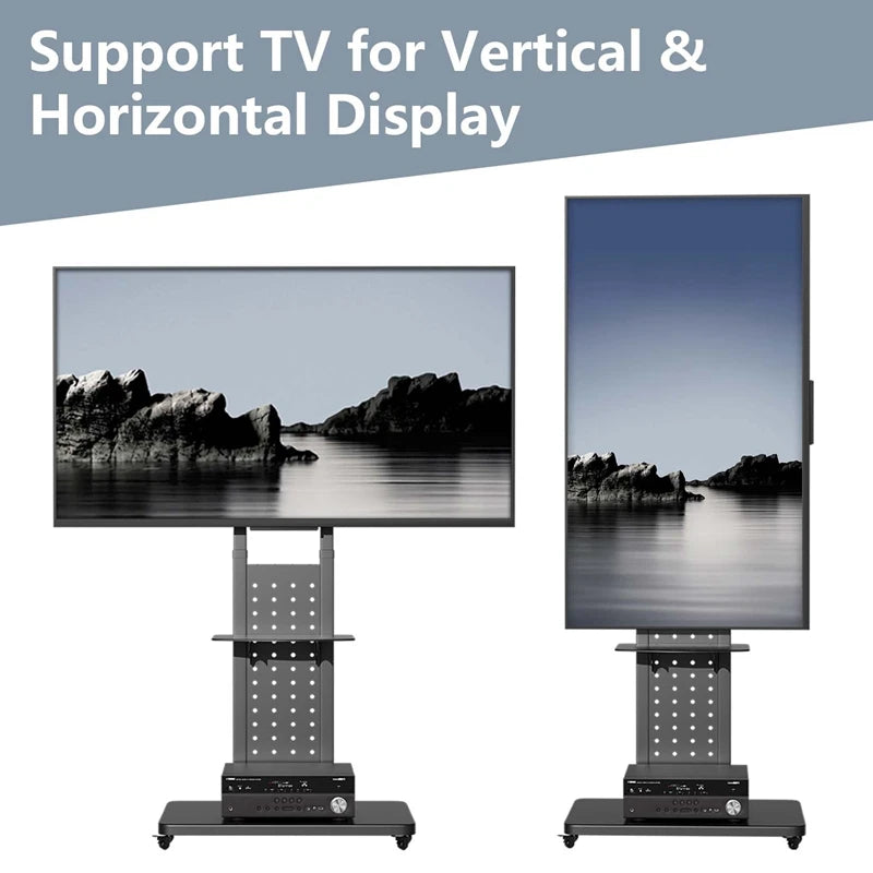 Mobile TV Stand with Wheels for 65" TVs, Heavy Duty - SuperSaverAU - view 3