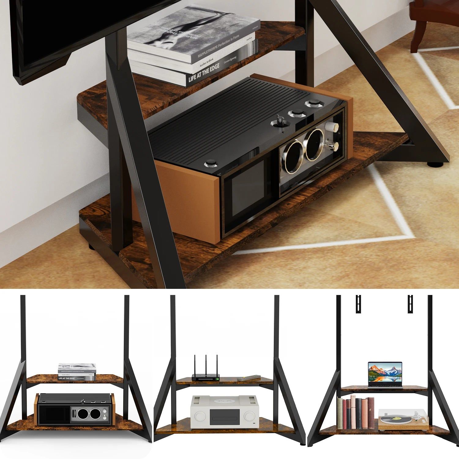 Premium Adjustable Floor TV Stand for 40-75 Inch LCD LED TVs 80kg Capacity