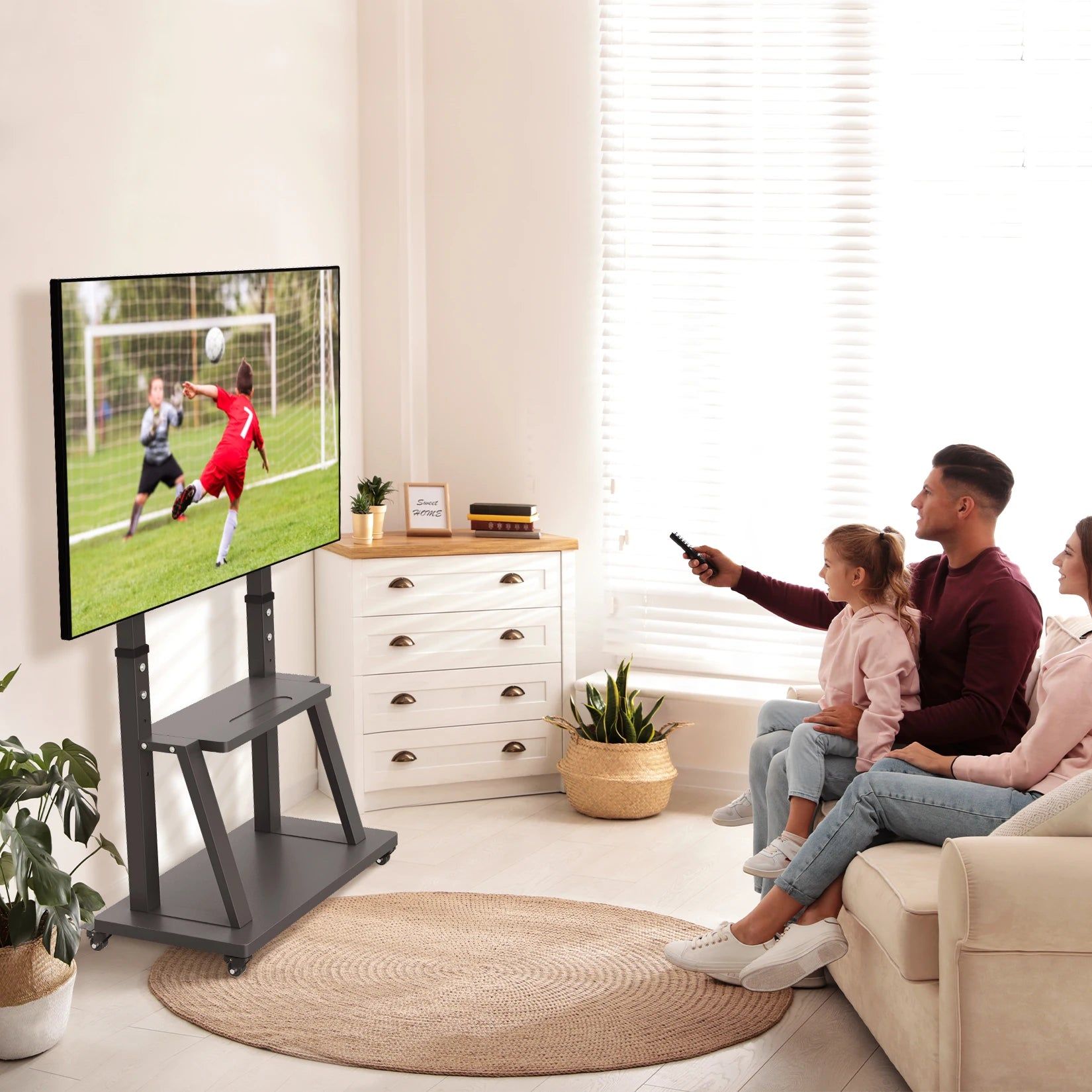 Adjustable Heavy Duty Mobile TV Cart Stand for Screens 32"-100" - SuperSaverAU - view 6