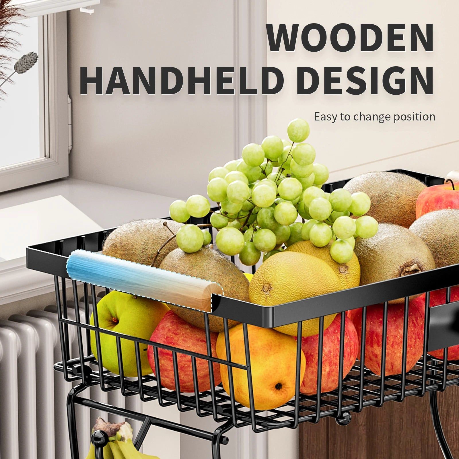 2-Tier Metal Fruit Vegetable Storage Basket - Durable, Space-Saving Design - SuperSaverAU - view 6