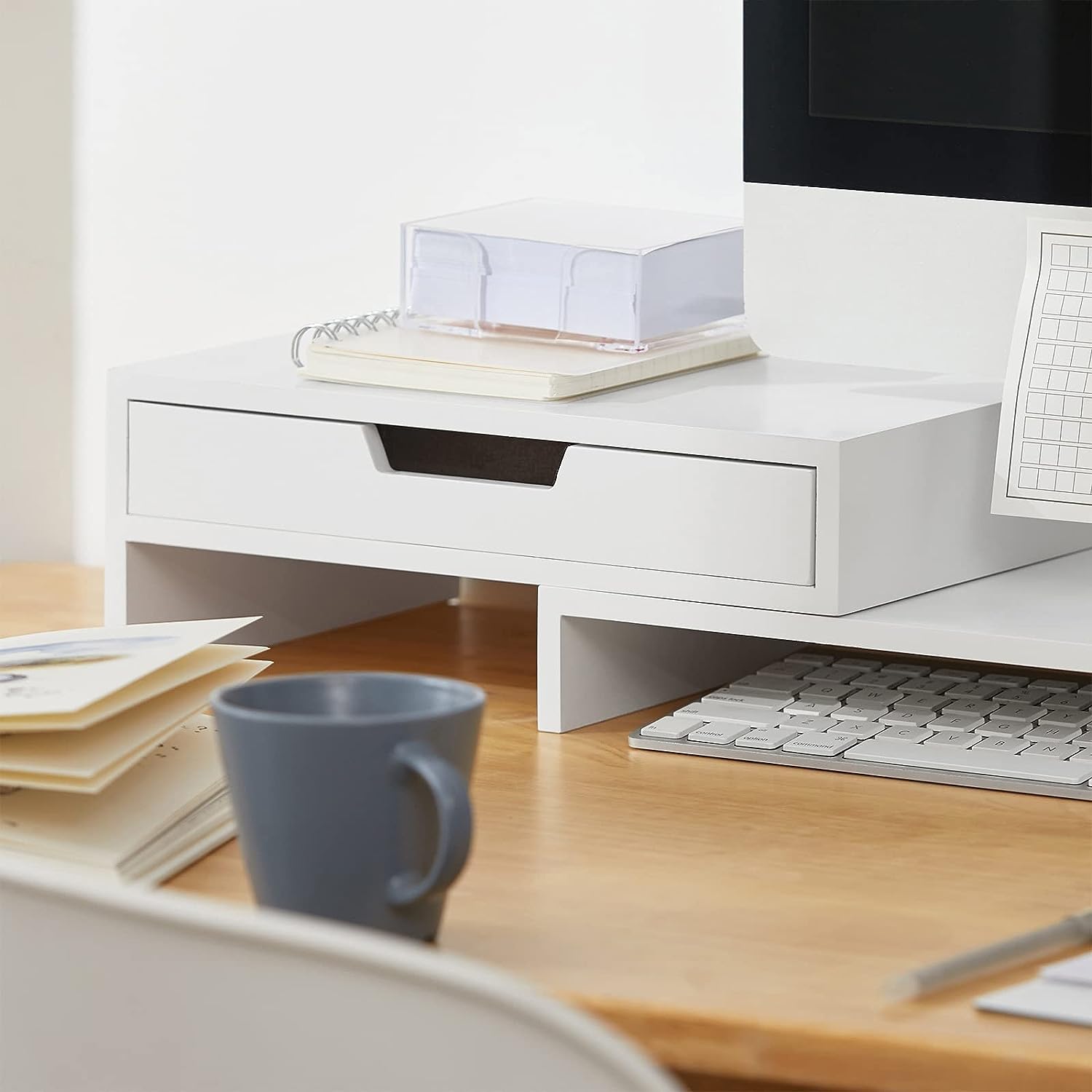 White Monitor Stand with Drawers - SuperSaverAU - view 7
