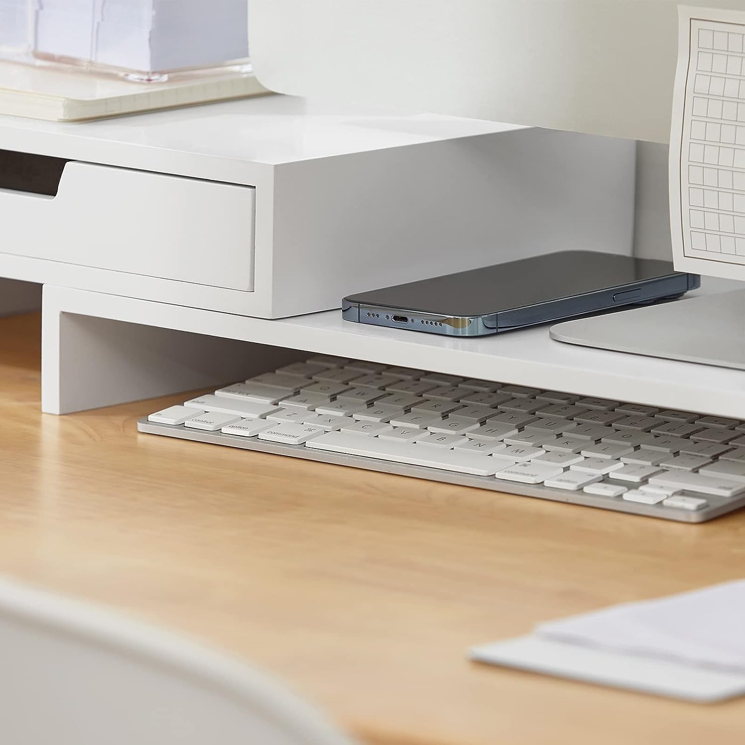 White Monitor Stand with Drawers - SuperSaverAU - view 8