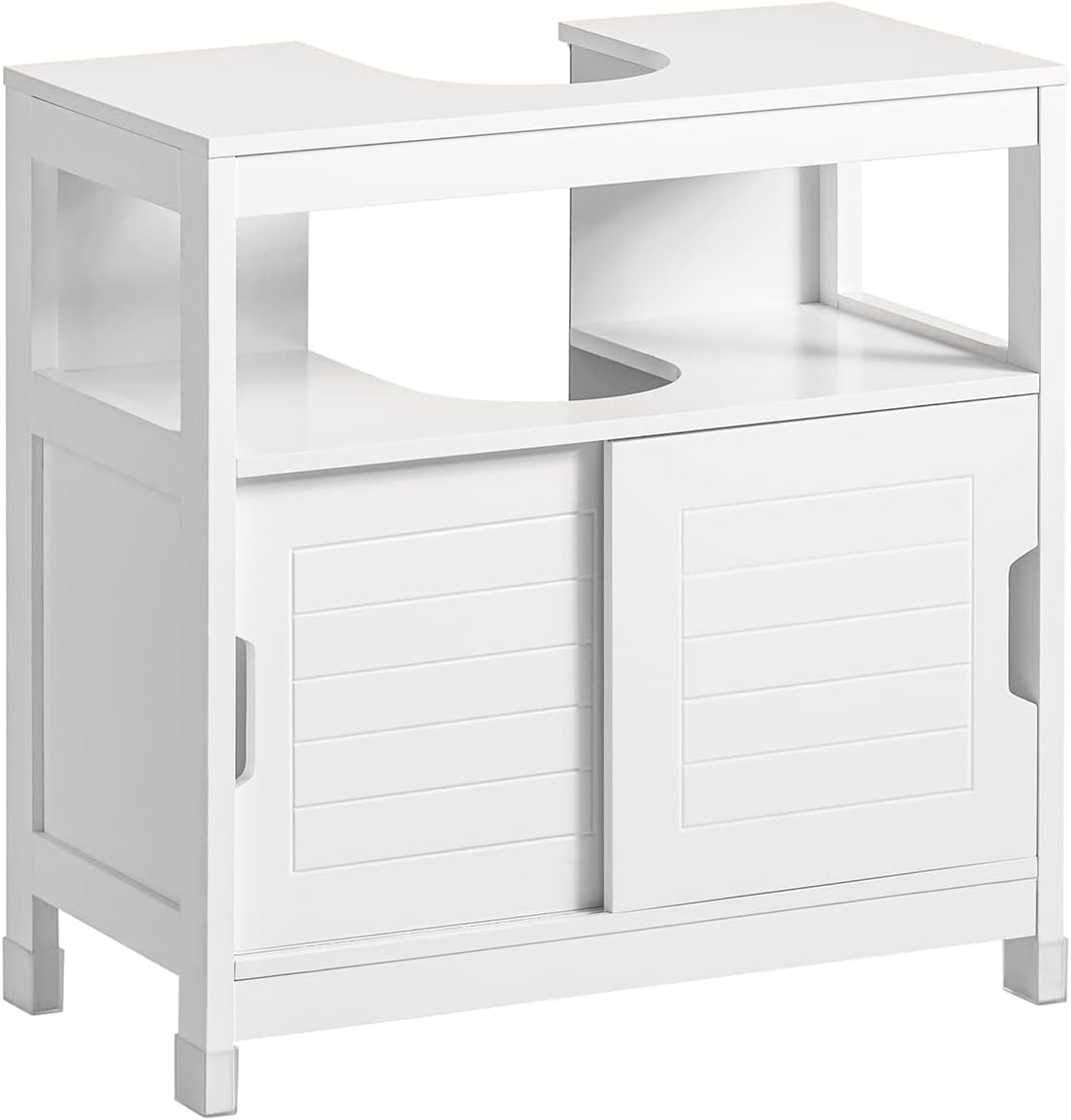Premium White Bathroom Vanity Storage Unit with Sliding Doors 60cm