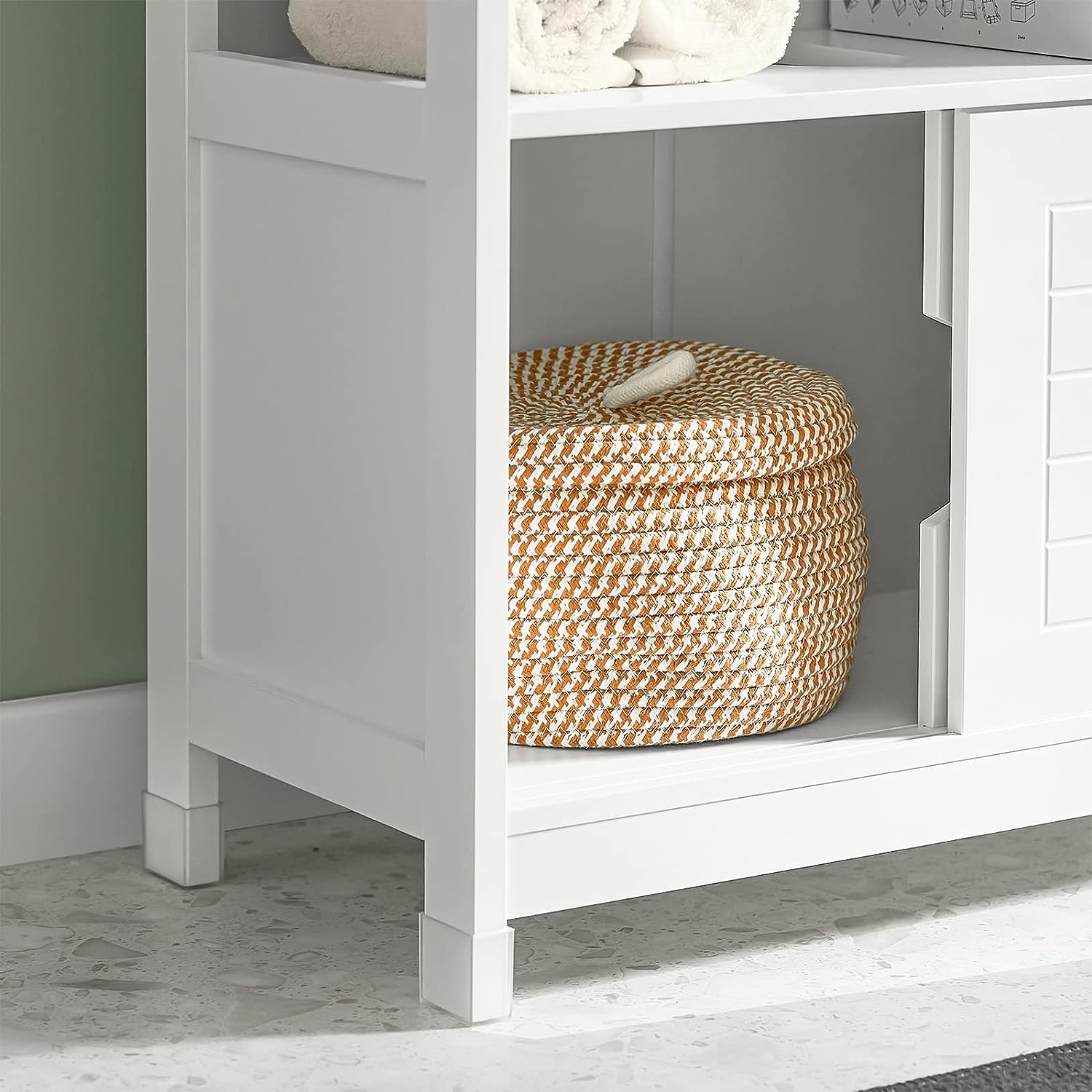 Premium White Bathroom Vanity Storage Unit with Sliding Doors 60cm