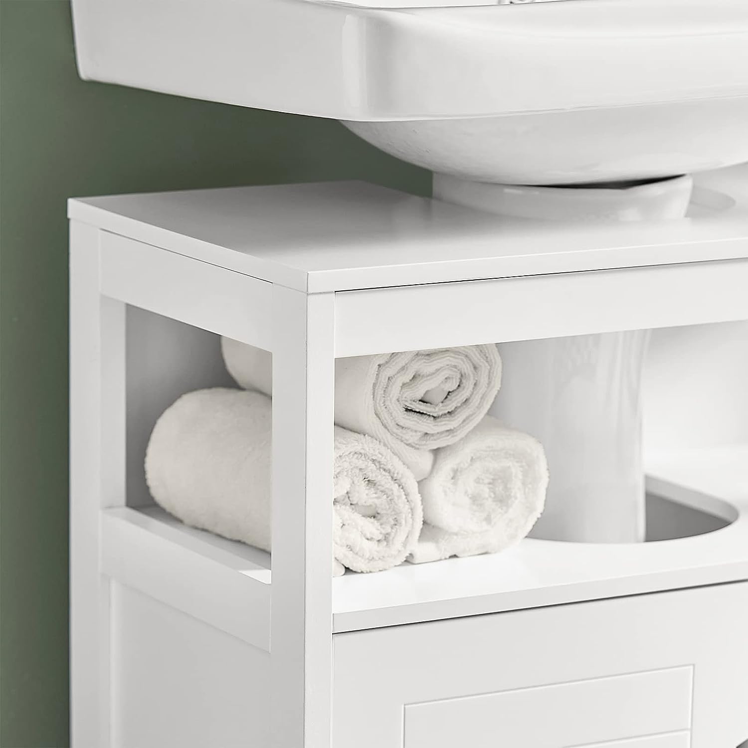 Premium White Bathroom Vanity Storage Unit with Sliding Doors 60cm