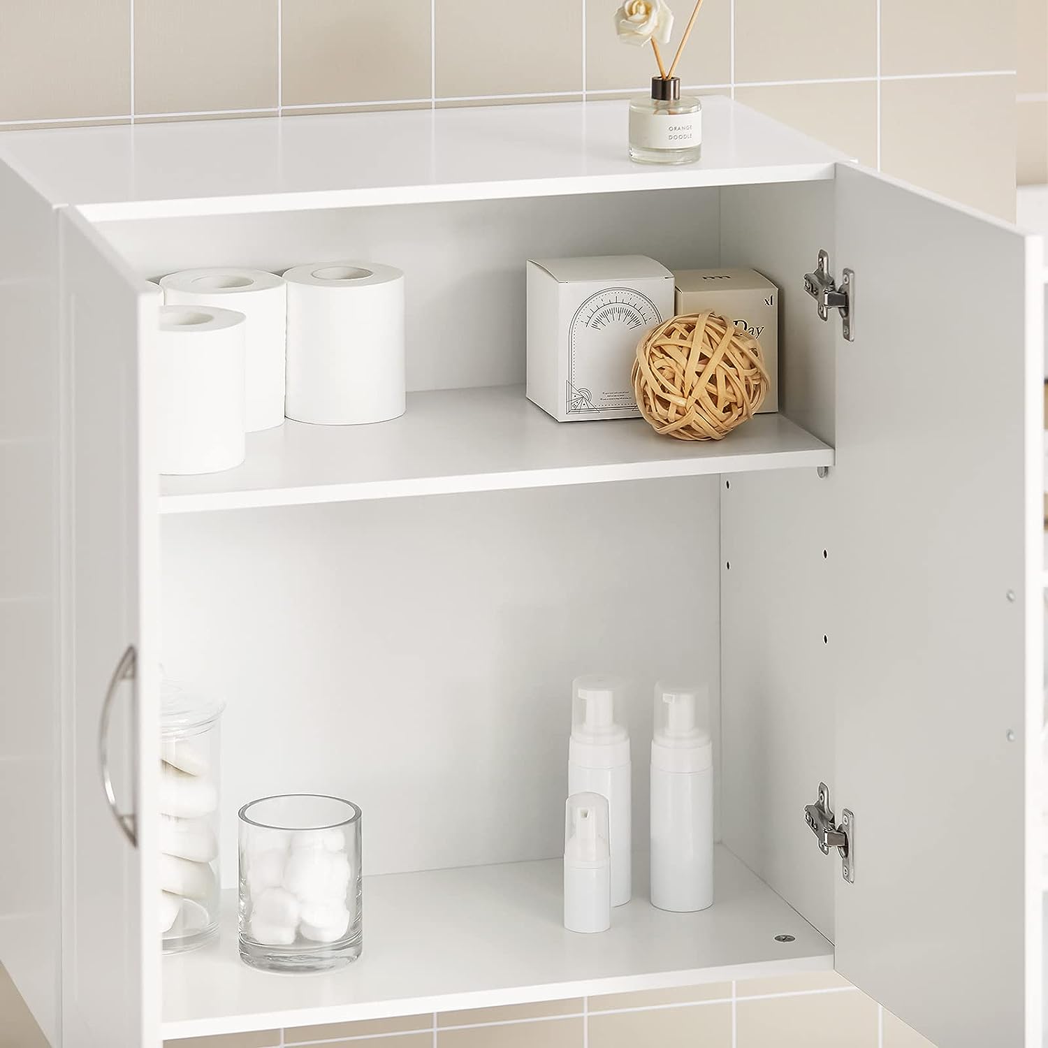 Versatile White Wall Cabinet with Adjustable Shelf - SuperSaverAU - view 6