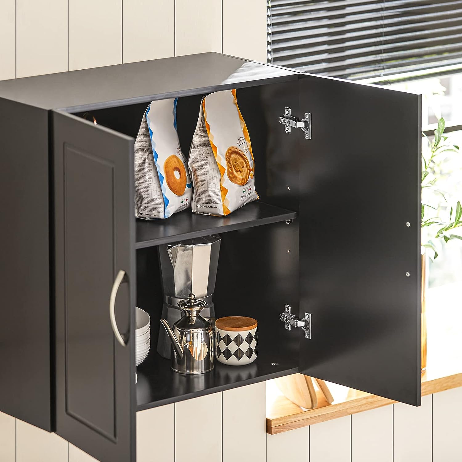 Sleek Black Wall Storage Cabinet with Adjustable Shelf - SuperSaverAU - view 7