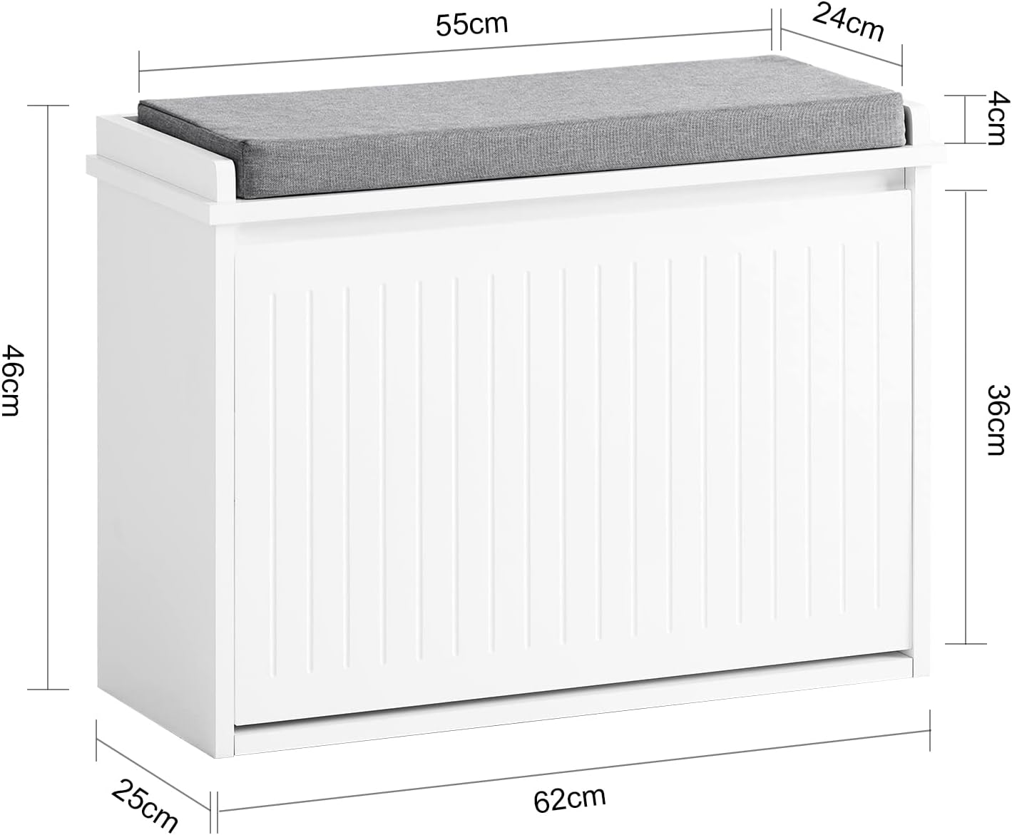 Modern Hallway Shoe Bench with Cushion and Storage - SuperSaverAU - view 3
