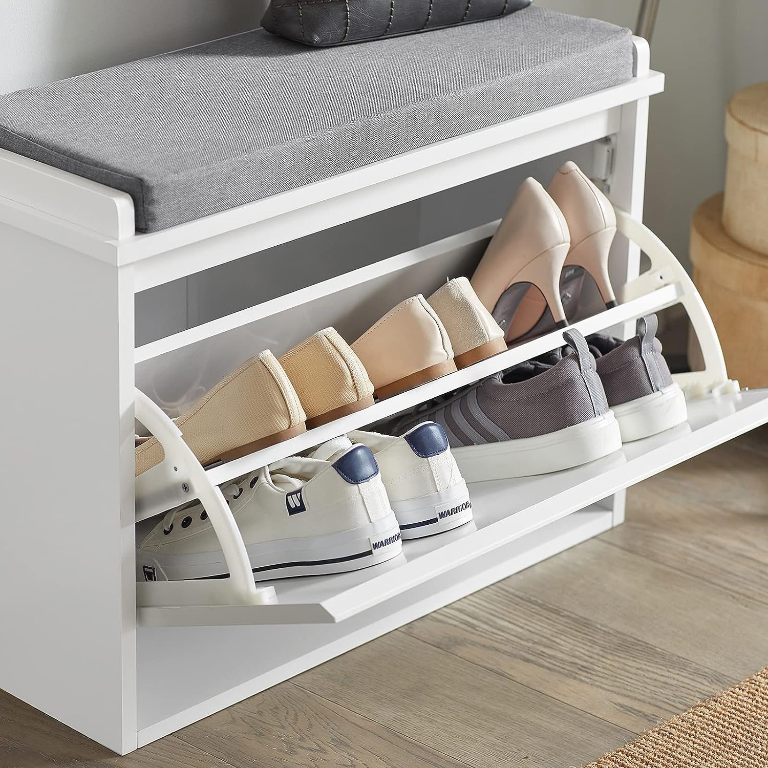 Modern Hallway Shoe Bench with Cushion and Storage - SuperSaverAU - view 7
