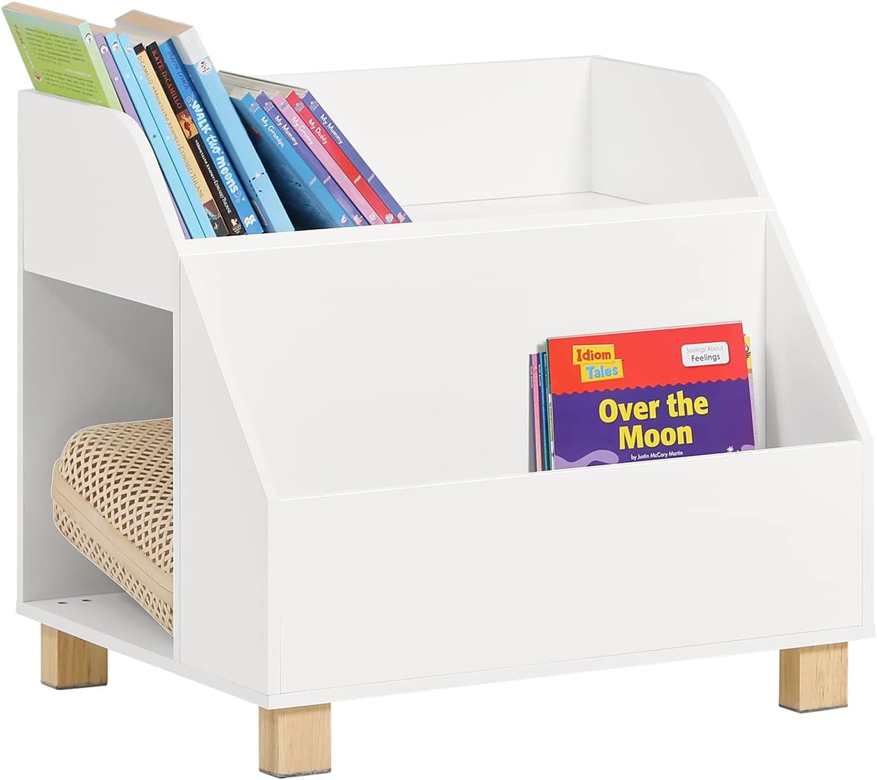 Kids White Storage Bookcase 3 Compartments MDF Pine Wood 48x60x53 cm - SuperSaverAU - view 1