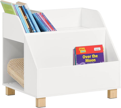 Kids White Storage Bookcase 3 Compartments MDF Pine Wood 48x60x53 cm - SuperSaverAU - view 1