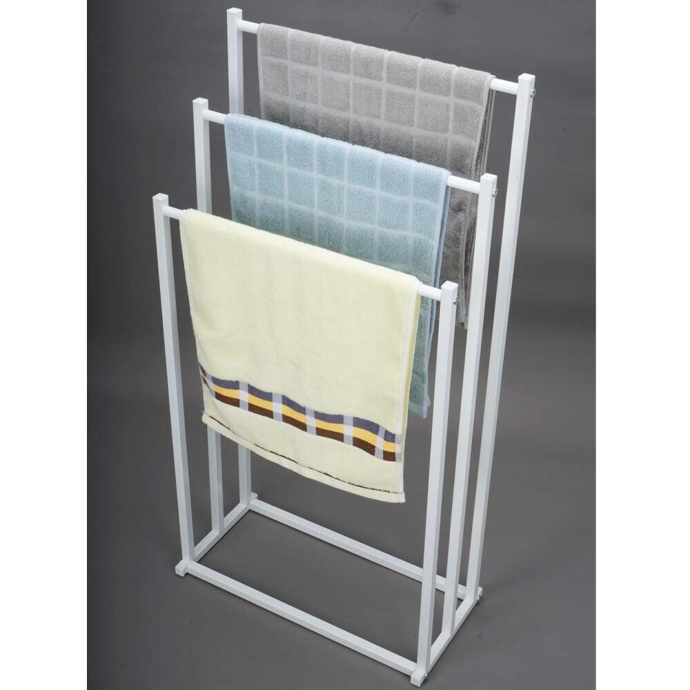 Premium 3 Tier Freestanding Metal Towel Rack – White 44 x 86cm