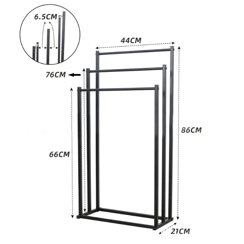 3 Tier Metal Towel Rack Freestanding Bathroom Organizer Rail, 30 x 30 x 20 cm, Durable Steel - SuperSaverAU - view 7