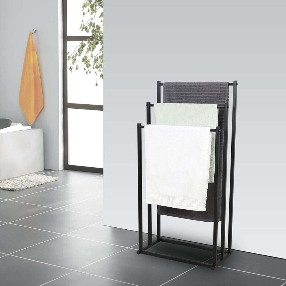 Metal Free Standing Towel Rack 3 Tier 40x20x77.5cm - Sturdy Black Design - SuperSaverAU - view 4