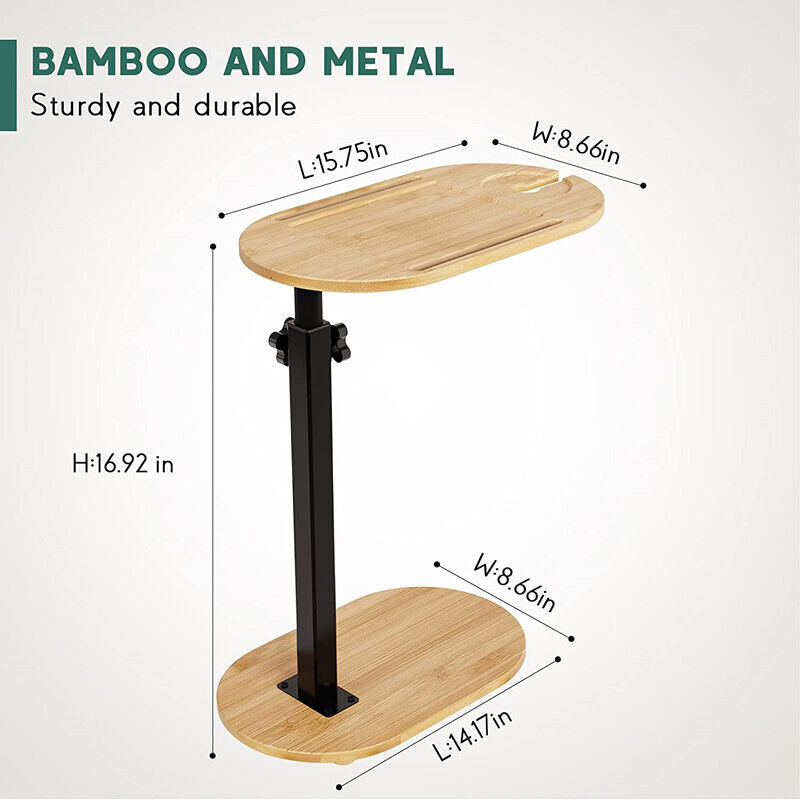 Premium Bamboo Sofa Side End Table Laptop Bed Desk 8.66x14.17in