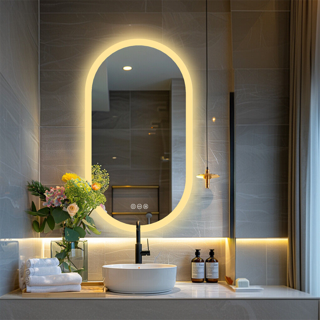 800x500mm Oval LED Bathroom Mirror - Anti-Fog, Dimmable, Wall Mount - SuperSaverAU - view 5
