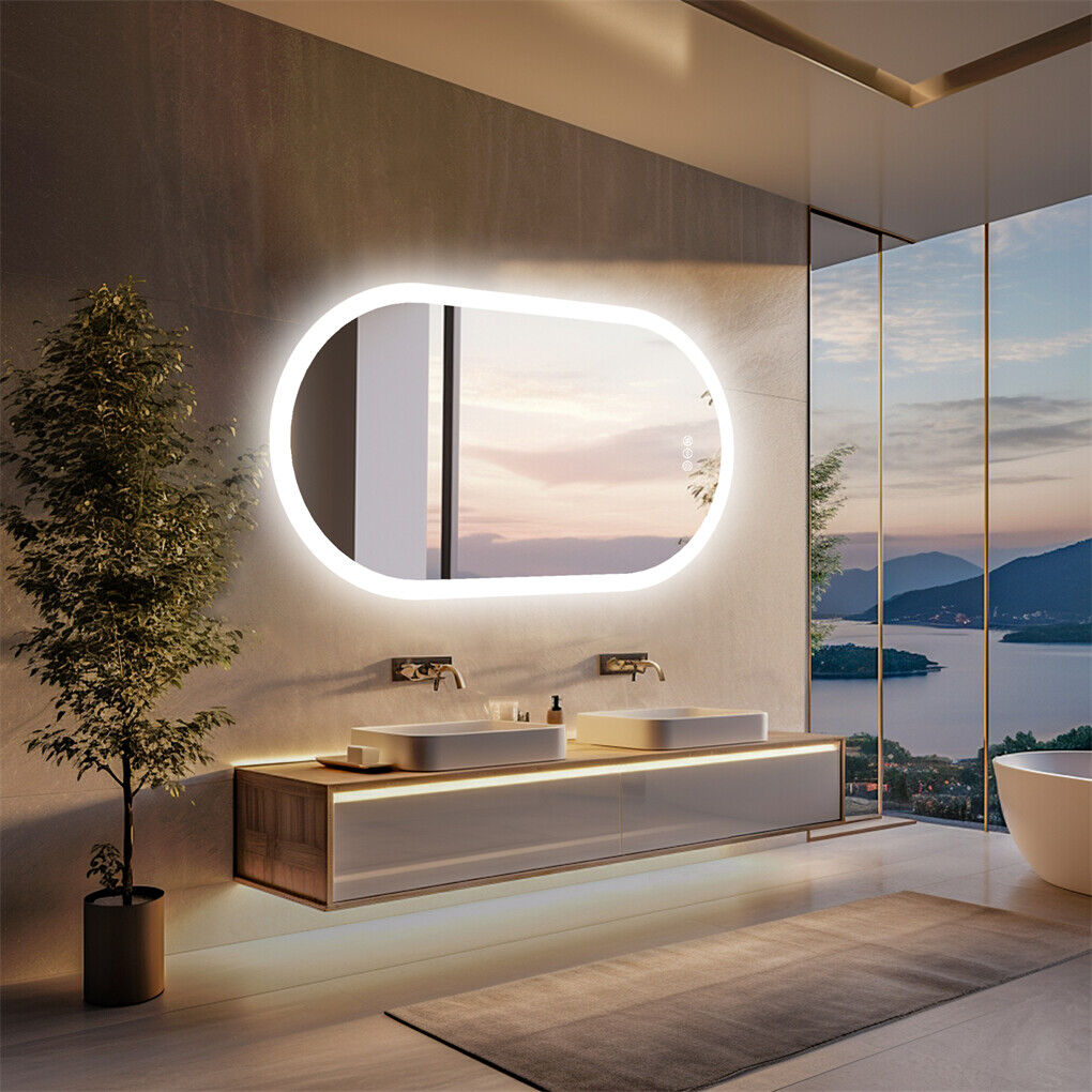 Oval LED Bathroom Mirror 1000x500mm Anti-Fog Dimmable Wall Mount - SuperSaverAU - view 8