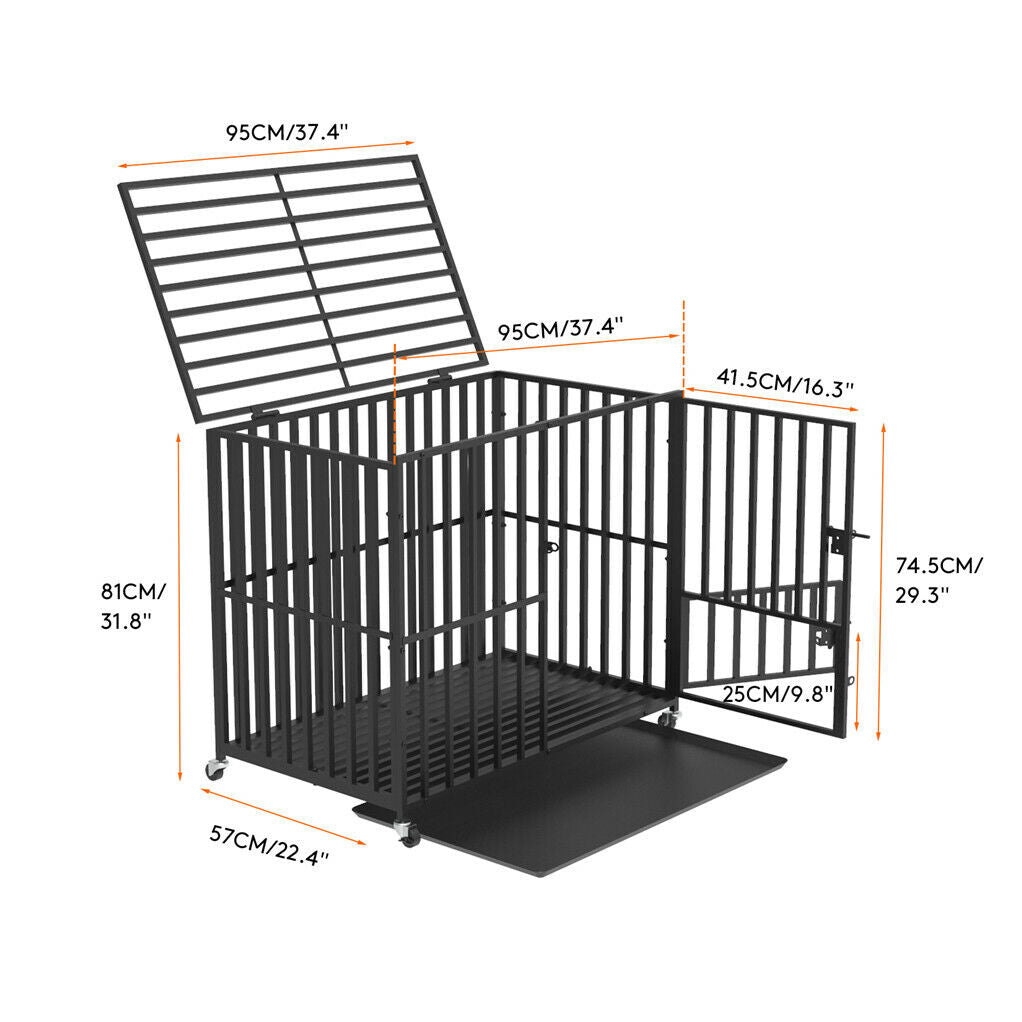 Heavy Duty Dog Cage Large XL XXL on Wheels, Durable Steel, Double Door Access - SuperSaverAU - view 3