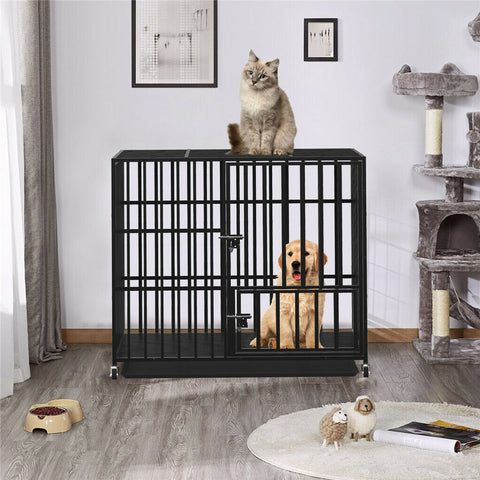 42 XL Heavy Duty Dog Cage Playpen Kennel w/ Wheels, Durable Steel, Dual Access Doors - SuperSaverAU - view 1