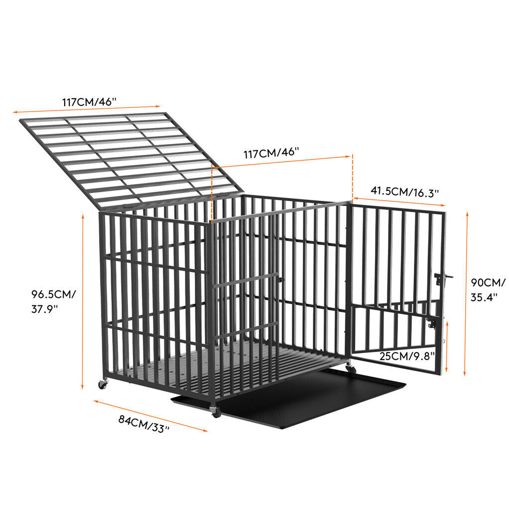 46 XXL Heavy Duty Dog Cage Jumbo Large Pet Kennel on Wheels - Durable, Portable, All-Weather - SuperSaverAU - view 2