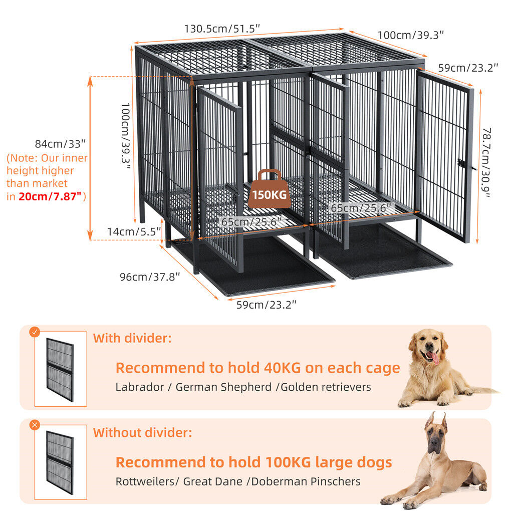 XXXL Heavy Duty Dog Cage on Wheels - Durable Steel, Easy Mobility, Secure Locking - SuperSaverAU - view 4