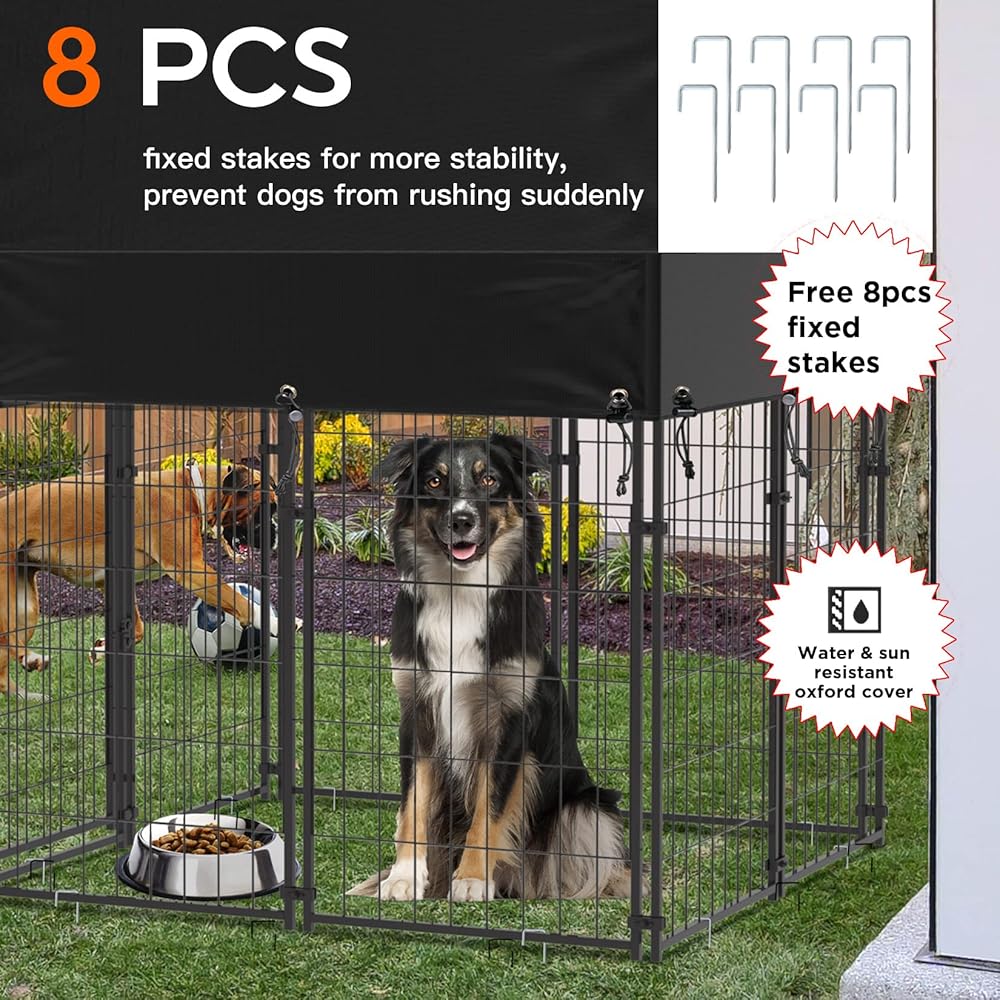 Outdoor Dog Kennel XS Pet Cage with Roof & Cover 127x120x134cm - Weather-Resistant, Durable, Secure - SuperSaverAU - view 2