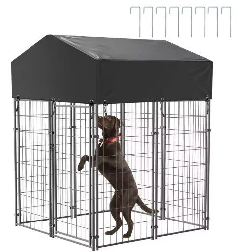 Luxury Outdoor Dog Kennel Pet Cage with Roof Cover 125x120x165cm, Weatherproof - SuperSaverAU - view 1