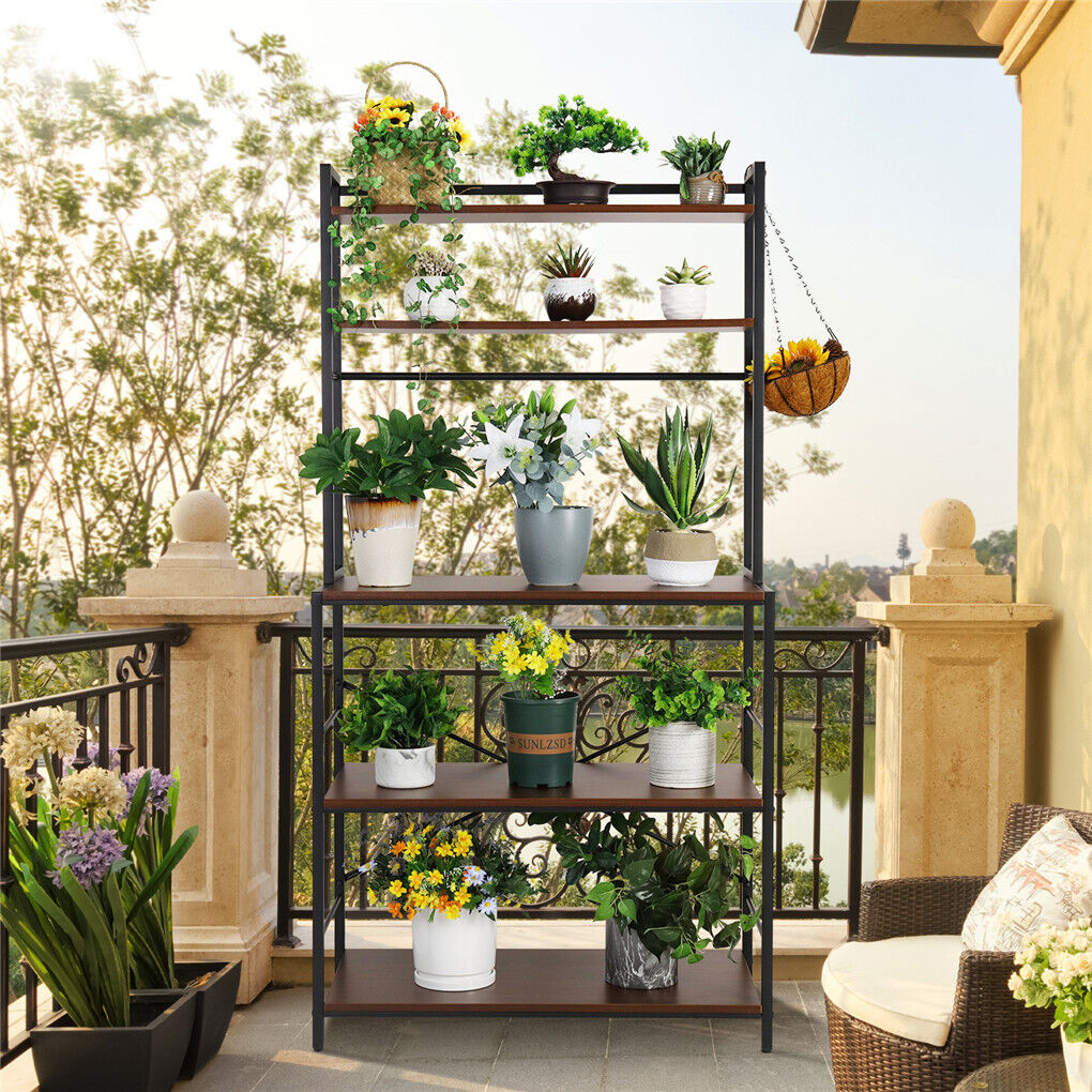 5-Tier Baker's Rack Microwave Stand Storage Shelf 84.5cm - Space-Saving Design, Durable Construction - SuperSaverAU - view 6
