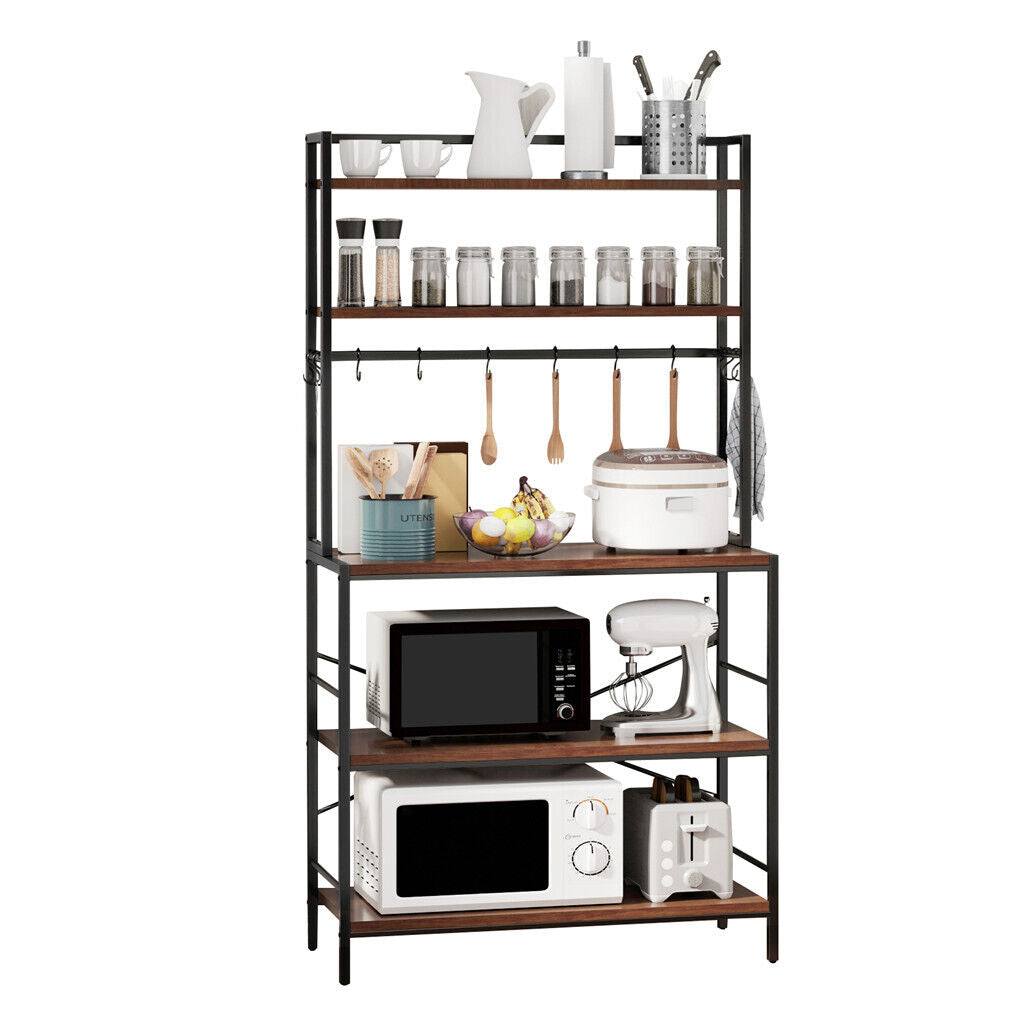 5-Tier Baker's Rack Microwave Stand Storage Shelf 84.5cm - Space-Saving Design, Durable Construction - SuperSaverAU - view 7
