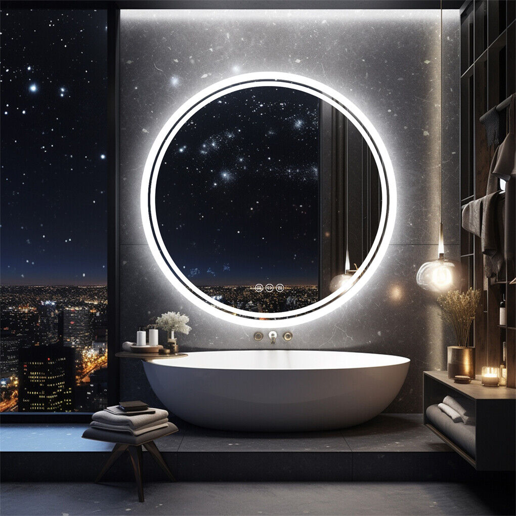60cm LED Bathroom Mirror Anti-fog Circle Backlit HD with Adjustable Lighting - SuperSaverAU - view 2