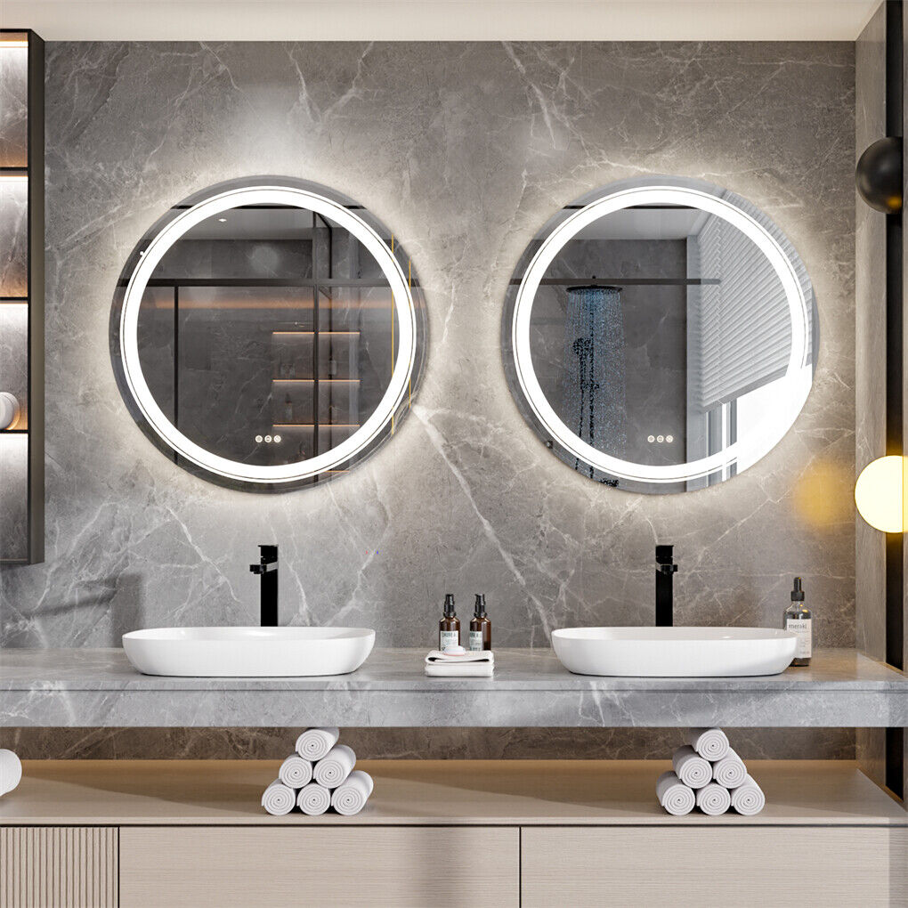 60cm LED Bathroom Mirror Anti-fog Circle Backlit HD with Adjustable Lighting - SuperSaverAU - view 5
