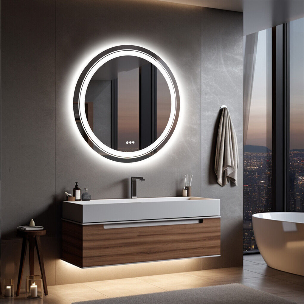 60cm LED Bathroom Mirror Anti-fog Circle Backlit HD with Adjustable Lighting - SuperSaverAU - view 6