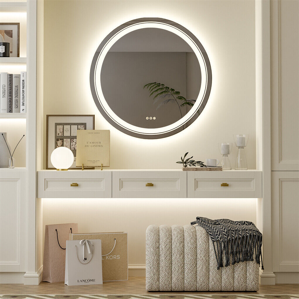 80cm LED Bathroom Mirror Anti-fog Circle Backlit HD - Shatterproof, Stylish Design - SuperSaverAU - view 7