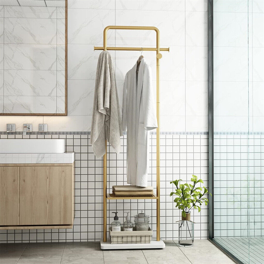 Gold Metal Coat Rack Stand with Granite Base - Hall Tree - SuperSaverAU - view 4
